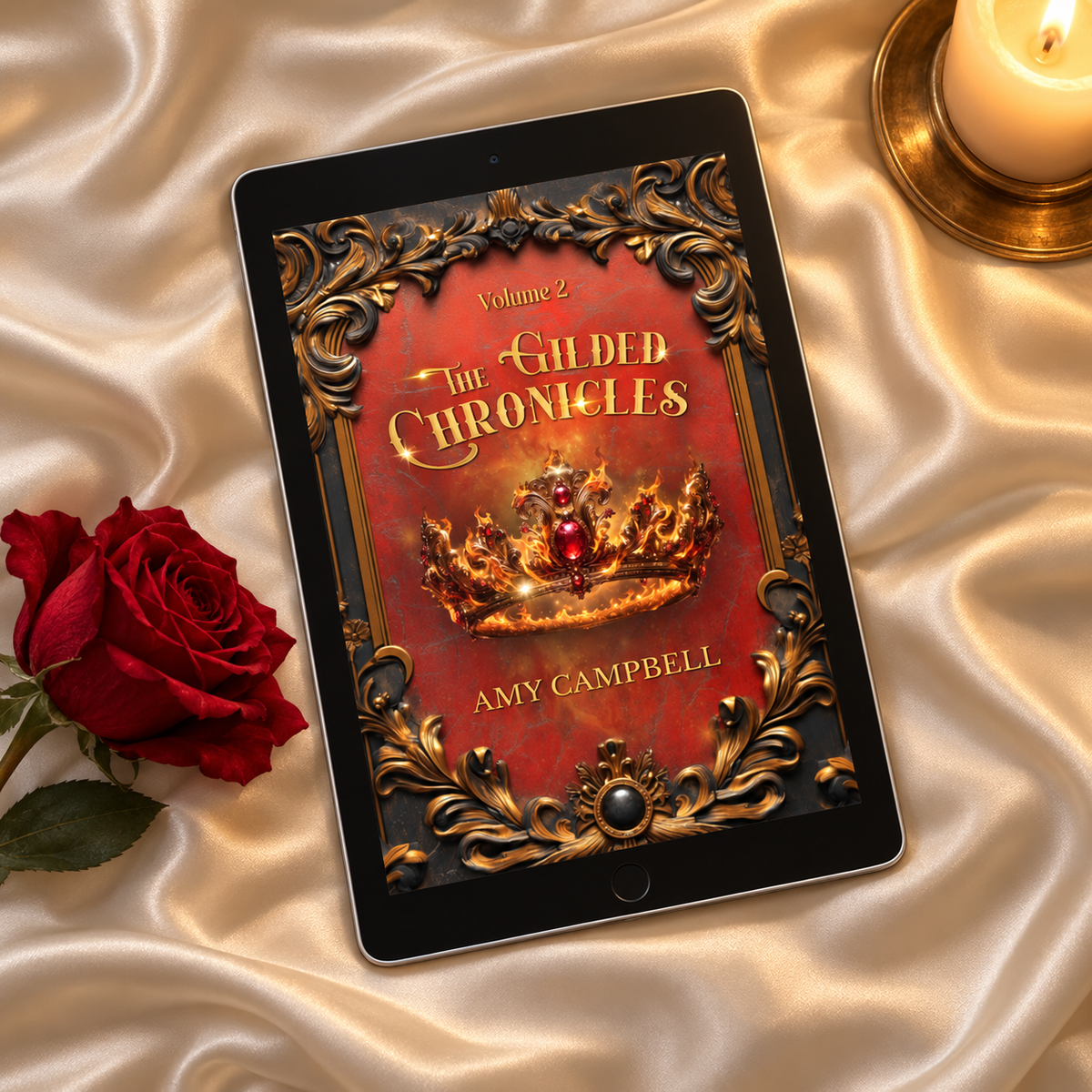 The Gilded Chronicles Volume Two ebook on a tablet, a Gilded Prince companion