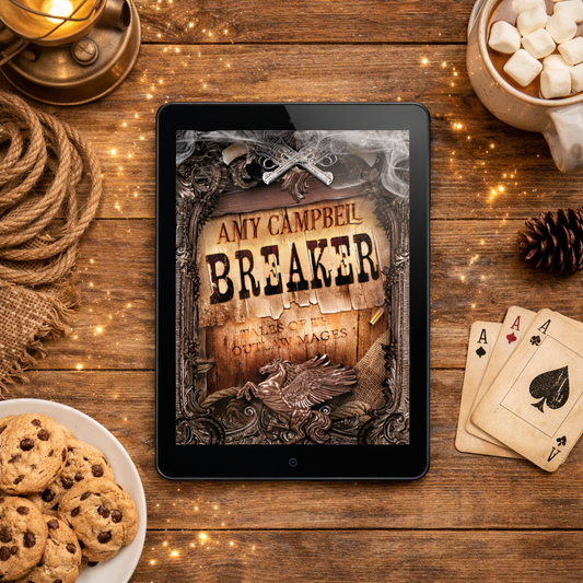 Breaker special edition ebook cover on an e-reader, Tales of the Outlaw Mages Book 1