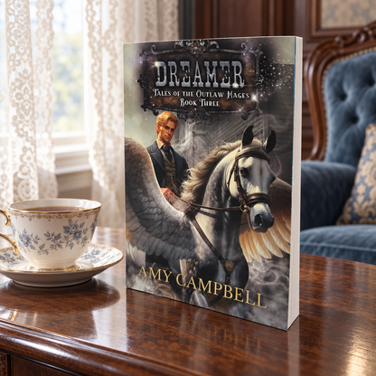 Dreamer full-color paperback, Jefferson with the pegasus Seledora, Tales of the Outlaw Mages Book 3