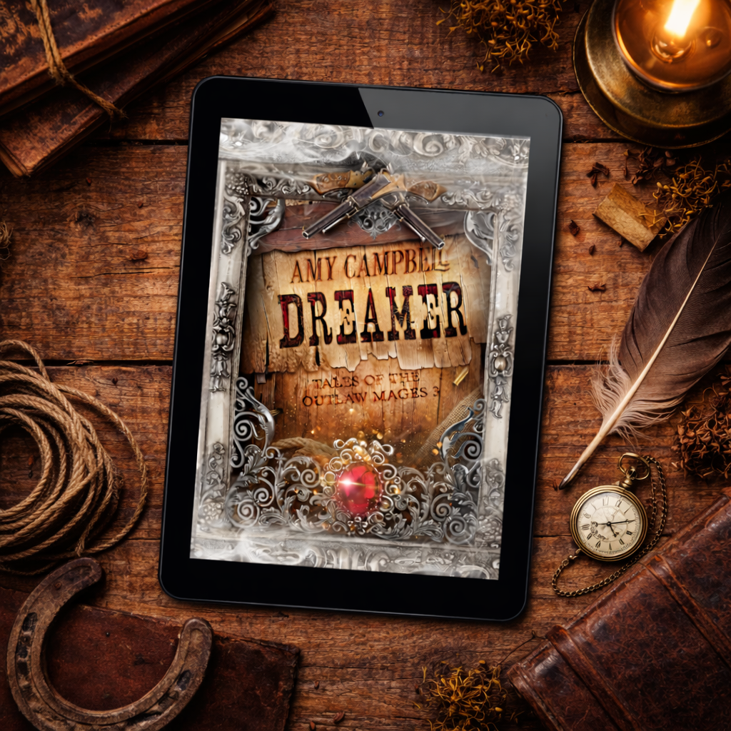 Dreamer special edition ebook cover on an e-reader, Tales of the Outlaw Mages Book 3