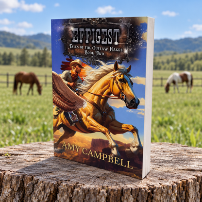 Effigest full-color paperback, Jack on his golden pegasus Zepheus, Tales of the Outlaw Mages Book 2