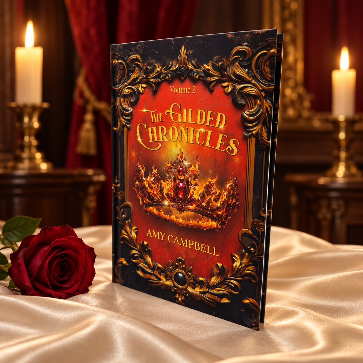The Gilded Chronicles Volume Two hardcover with a jeweled crown on its red cover