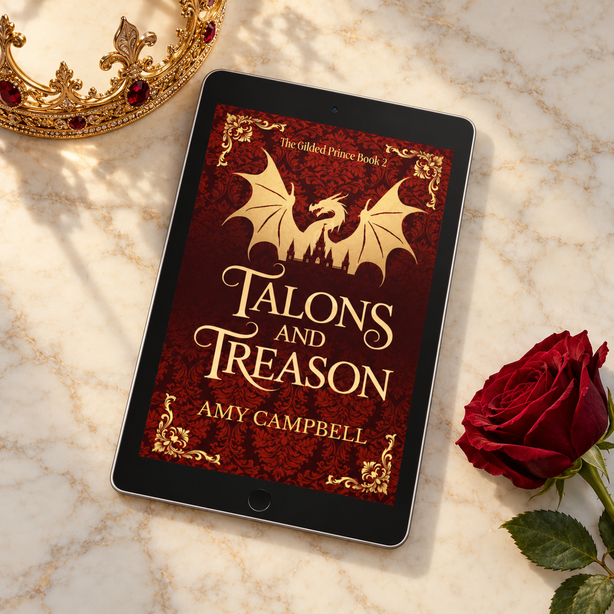 Talons & Treason special edition ebook on a tablet, After Dark edition cover