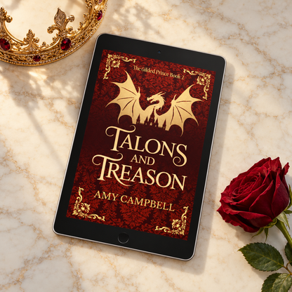 Talons & Treason special edition ebook on a tablet, After Dark edition cover