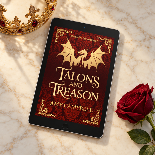 Talons & Treason special edition ebook on a tablet, After Dark edition cover